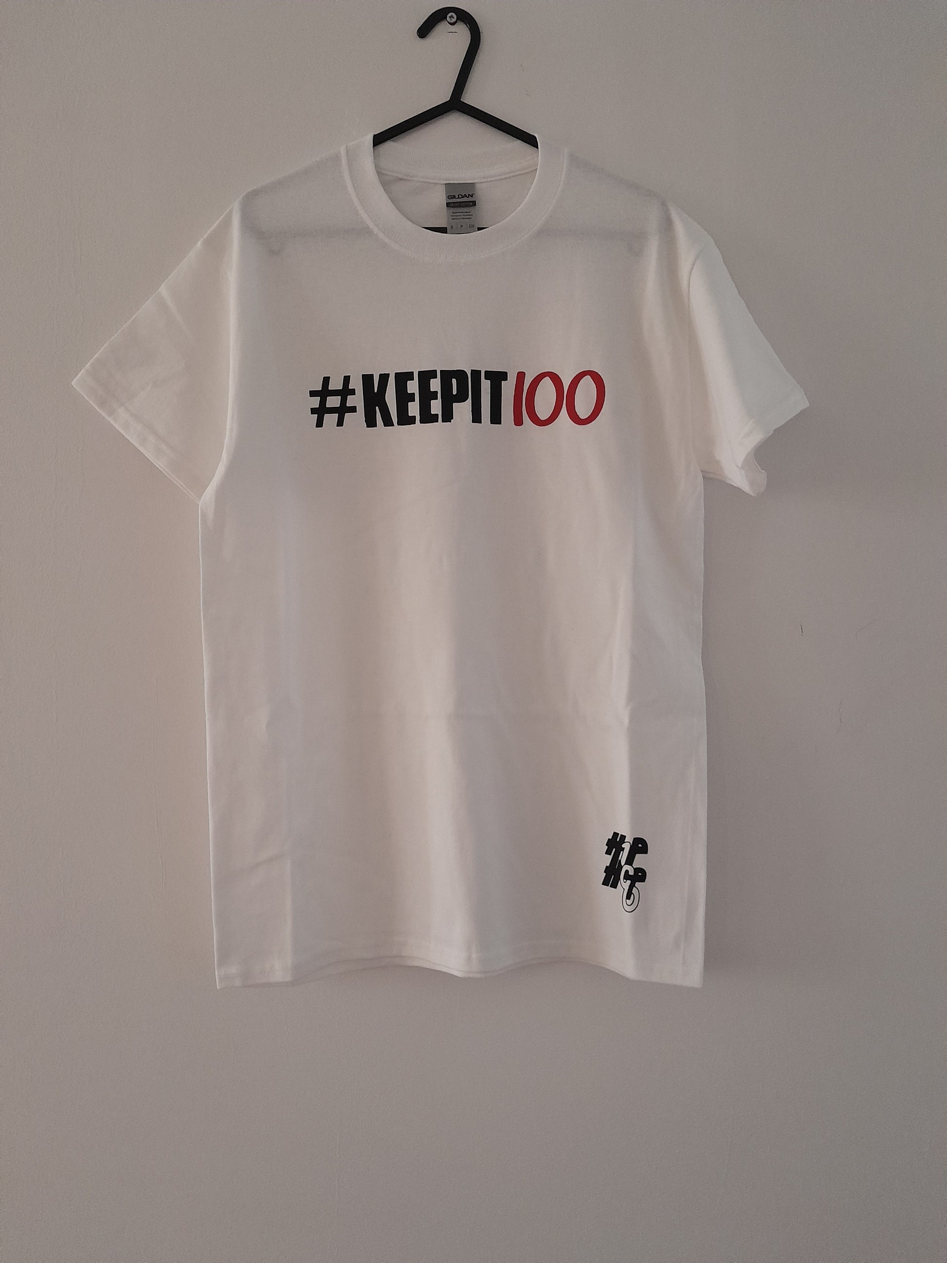 White KeepIt100 T-Shirt Logo Colour