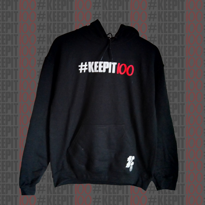 Black KeepIt100 Pull Over Hooded Sweatshirt Logo Colour