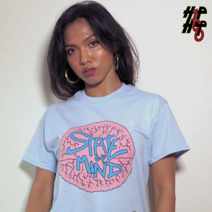 Woman Standing Wearing State Of Mind T-Shirt Colour 2